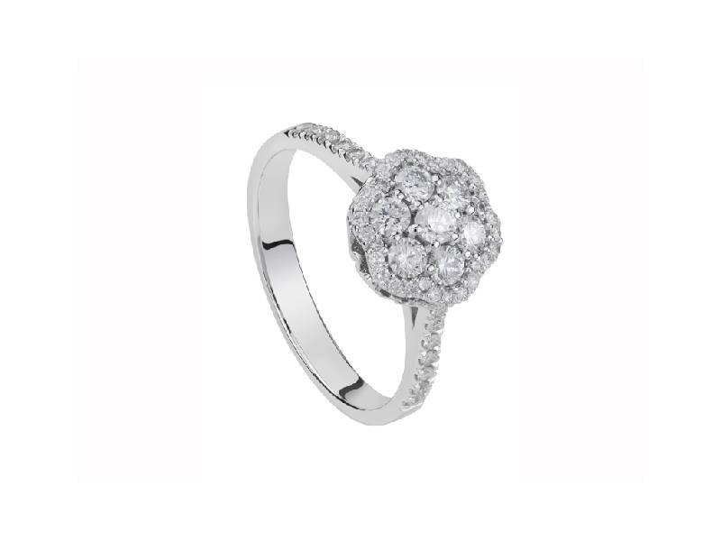 ANELLO A FIORE ORO BIANCO E DIAMANTI WORLD DIAMOND GROUP APV007DI